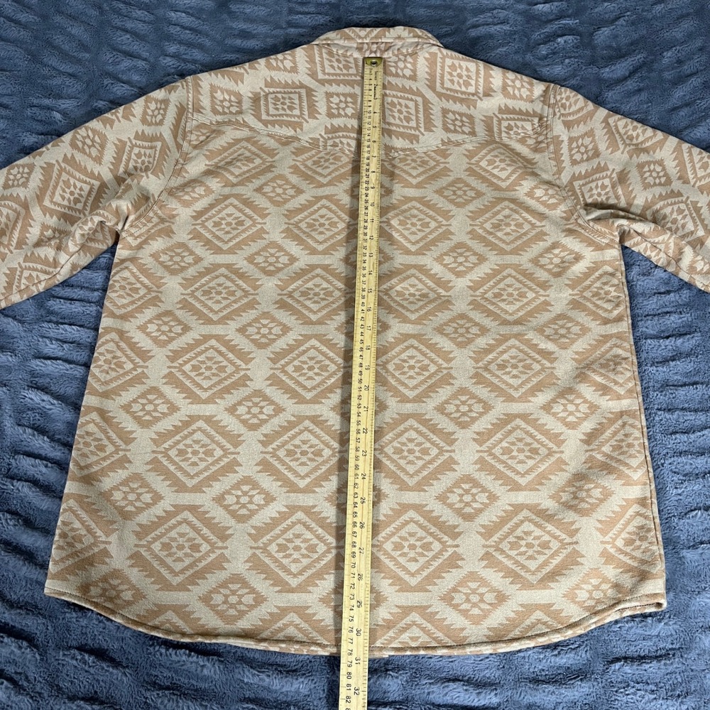 Cody James Mens XL Tan Aztec Southwestern Fleece Lined Western Shirt Jacket - Picture 7 of 8